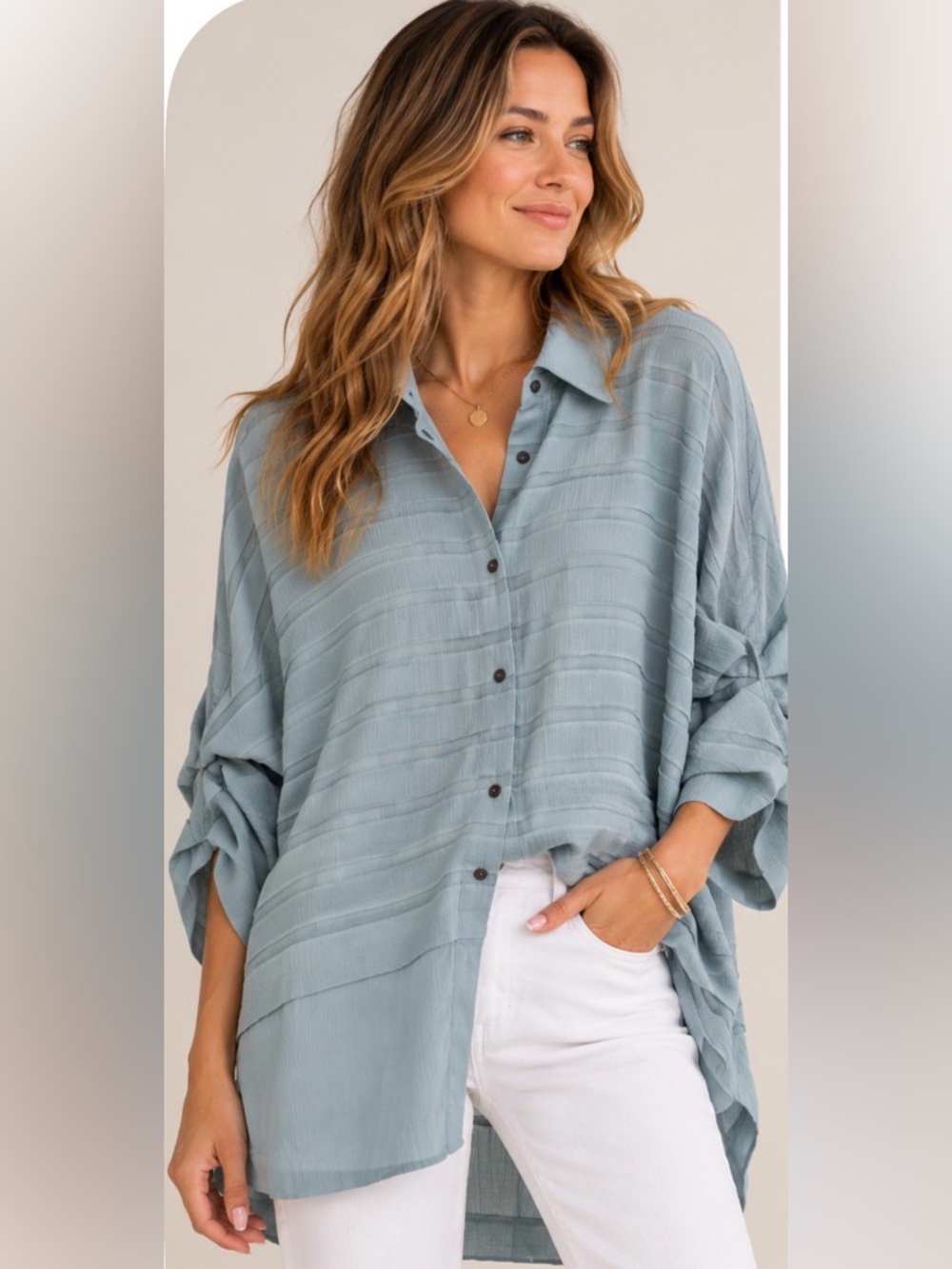 John Mark Oversized Button-Up Shirt - Size Medium